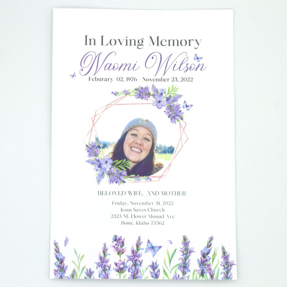 Lavender Floral Funeral Program