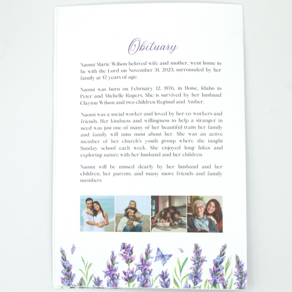 Lavender Floral Funeral Program