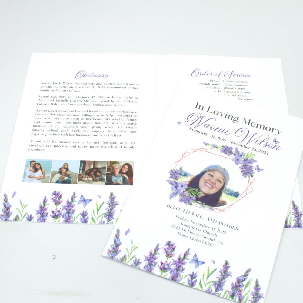 Lavender Floral Funeral Program