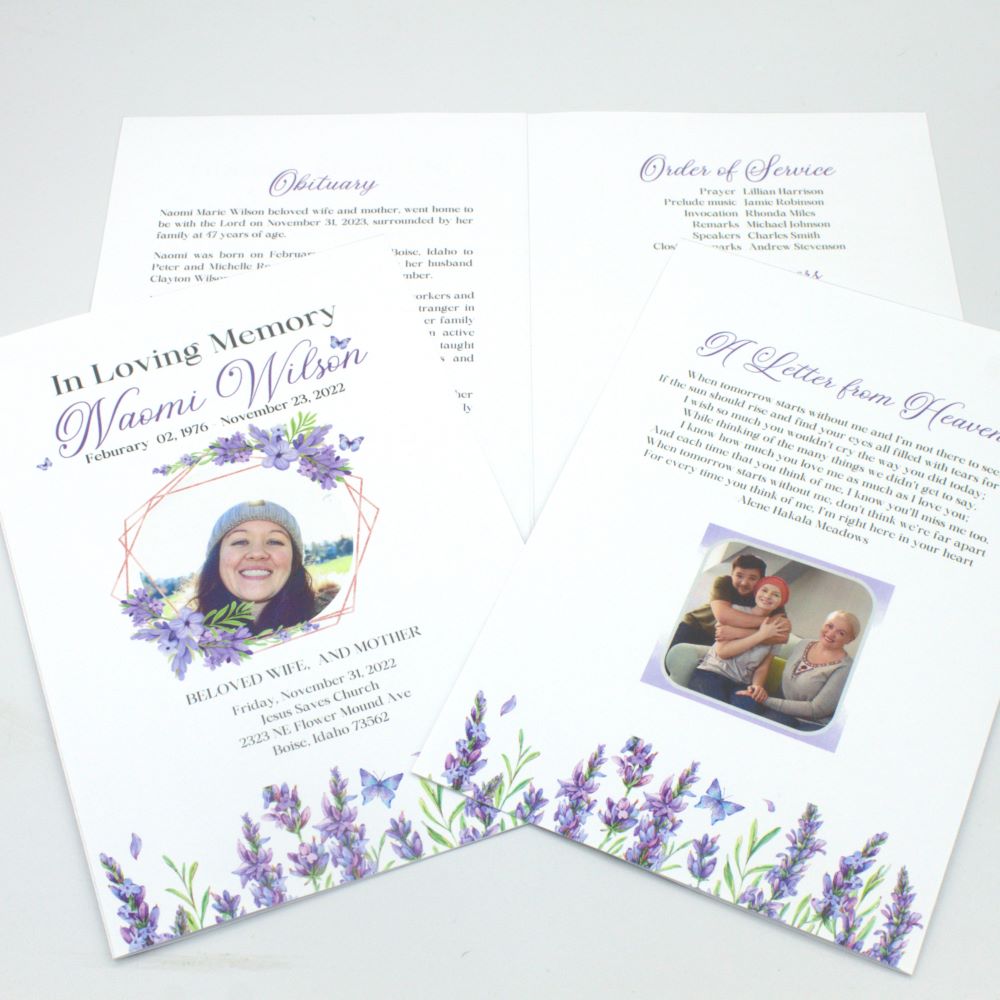 Lavender Floral Funeral Program